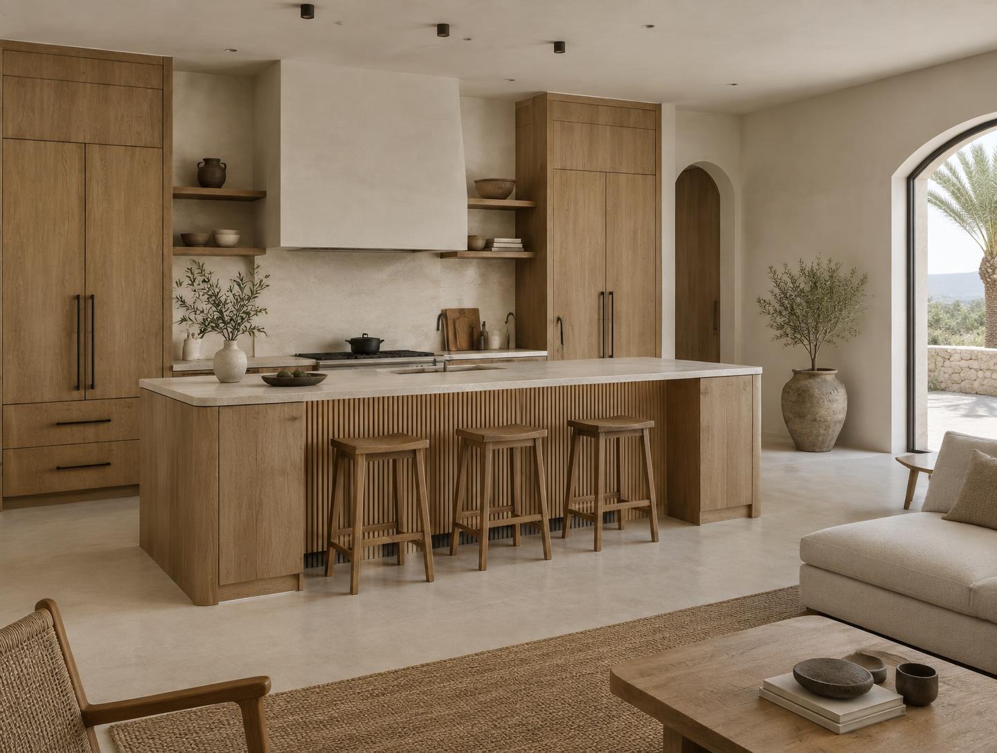 Cuisine et mobilier en bois naturel, visuel d’inspiration